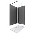 AURLANE - Pack douche à l'Italienne Receveur 90x120 + Paroi transparente + Panneaux muraux finition ardoise - vignette