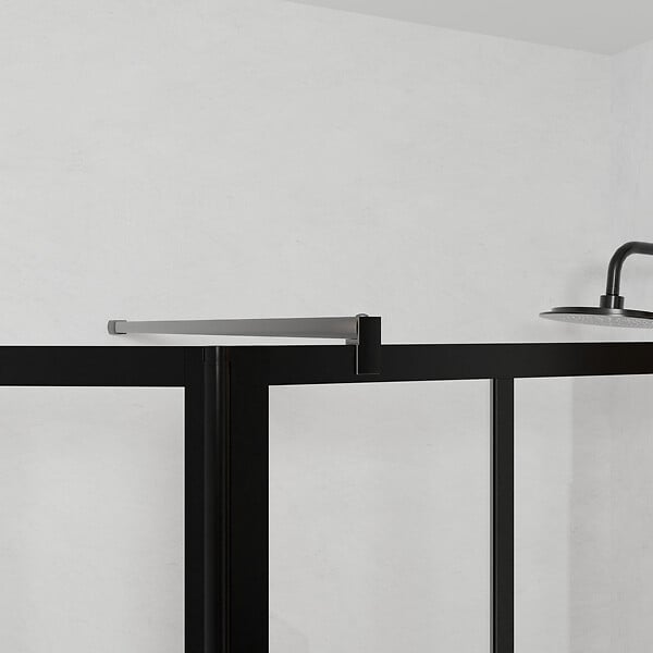 AURLANE - Paroi de Douche Façon Verrière avec Volet Pivotant - 90+40x200 cm - Verre Transparent et Noir - large