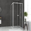 AURLANE - Pack porte de douche pivotante blanc de 78 à 90x185cm + retour 80 verre 5mm - WHITY PIVOT - vignette