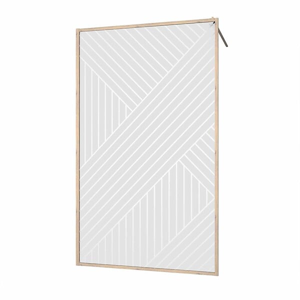 AURLANE - Paroi de douche 120x200 HINATA - Style Japandi Geometrique - Cadre Effet Bois - Verre 6mm - large