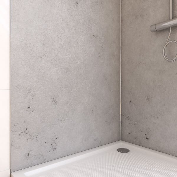 AURLANE - Pack de 2 Panneaux Muraux Pierre Light Grey 90x210 cm avec Profilés ANODISE BRILLANT - STONE'IT - large