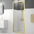 AURLANE - Porte de douche Pivotante 80x200cm - Profilés Or Doré Brossé - Verre Trempé 6mm - GOLDY CRUSH - vignette
