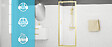 AURLANE - Porte de douche Pivotante 80x200cm - Profilés Or Doré Brossé - Verre Trempé 6mm - GOLDY CRUSH - vignette