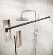 AURLANE - Paroi de retour 90x180 cm pour Porte de Douche - Verre Trempe 5mm - Finition Noire - DARK ELEMENTARY - vignette