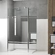AURLANE - Paroi de Douche et Volet Pivotant 100+40x200 cm - Bandeau Miroir - Barre de Fixation Chrome - vignette
