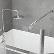 AURLANE - Paroi de Douche et Volet Pivotant 100+40x200 cm - Bandeau Miroir - Barre de Fixation Chrome - vignette