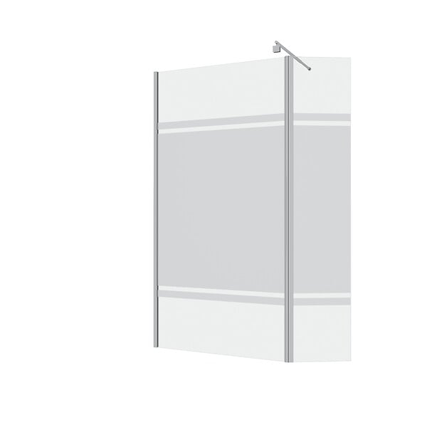 AURLANE - Paroi de Douche et Volet Pivotant 100+40x200 cm - Bandeau Miroir - Barre de Fixation Chrome - large