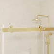 AURLANE - Porte de Douche Coulissante Type Industriel 140x200 cm - Finition Or Doré Brossé - Verre Trempé 6 mm - vignette