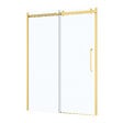 AURLANE - Porte de Douche Coulissante Type Industriel 140x200 cm - Finition Or Doré Brossé - Verre Trempé 6 mm - vignette