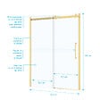 AURLANE - Porte de Douche Coulissante Type Industriel 140x200 cm - Finition Or Doré Brossé - Verre Trempé 6 mm - vignette