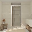AURLANE - Porte de douche pivotante - 90x200 cm - Profilés Chrome - verre trempé 6 mm - CHROMED CRUSH - vignette