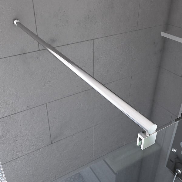 AURLANE - Paroi de Douche Dépolie 120x200cm + Barre de fixation extensible - Verre 8mm - Finition Chrome - large