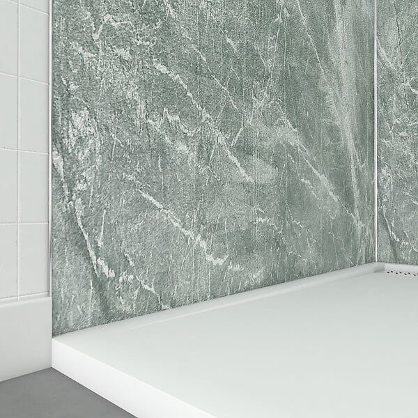 AURLANE - Pack de 2 Panneaux Muraux Pierre Artic Green 90+120x210 cm avec Profilés ANODISE BRILLANT - STONE'IT - large