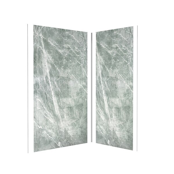 AURLANE - Pack de 2 Panneaux Muraux Pierre Artic Green 90+120x210 cm avec Profilés ANODISE BRILLANT - STONE'IT - large