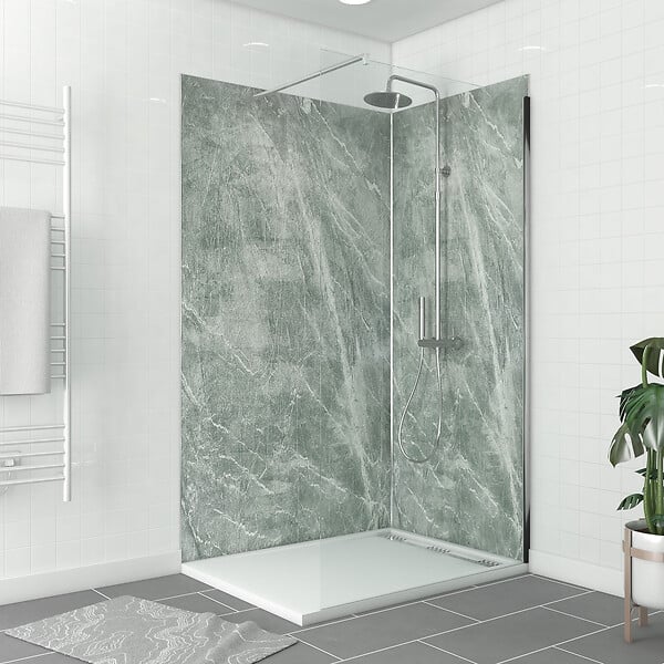 AURLANE - Pack de 2 Panneaux Muraux Pierre Artic Green 90+120x210 cm avec Profilés ANODISE BRILLANT - STONE'IT - large