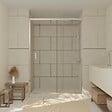 AURLANE - Porte de douche coulissante 140x200 cm - Verre transparent - Profilé Chrome - CHROMED CRUSH - vignette