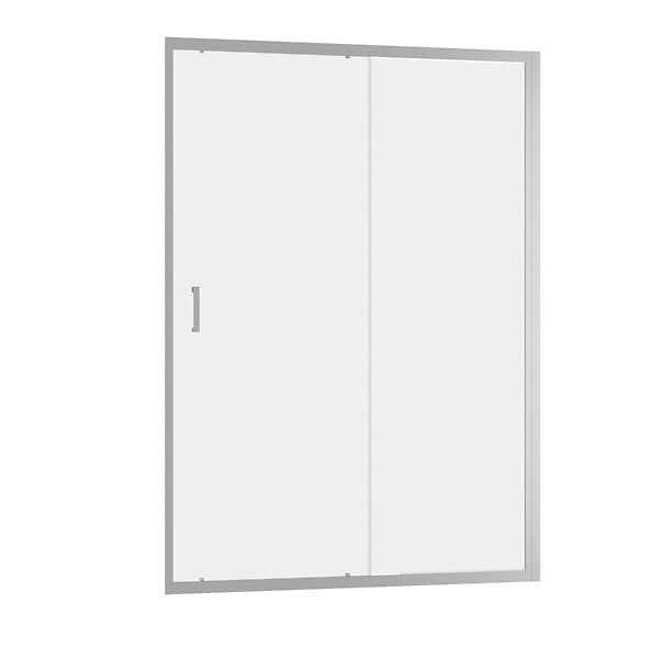 AURLANE - Porte de douche coulissante 140x200 cm - Verre transparent - Profilé Chrome - CHROMED CRUSH - large