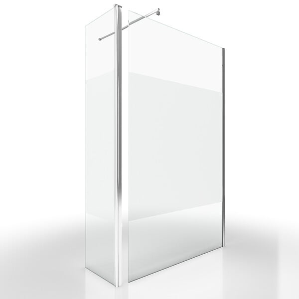 AURLANE - Paroi de Douche et Volet Pivotant 120+40x200 cm - Bande Dépolie - Barre de Fixation Chrome - large