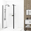 AURLANE - Paroi de Douche et Volet Pivotant 100+40x200 cm - Verre Transparent - Barre de Fixation Noire - vignette
