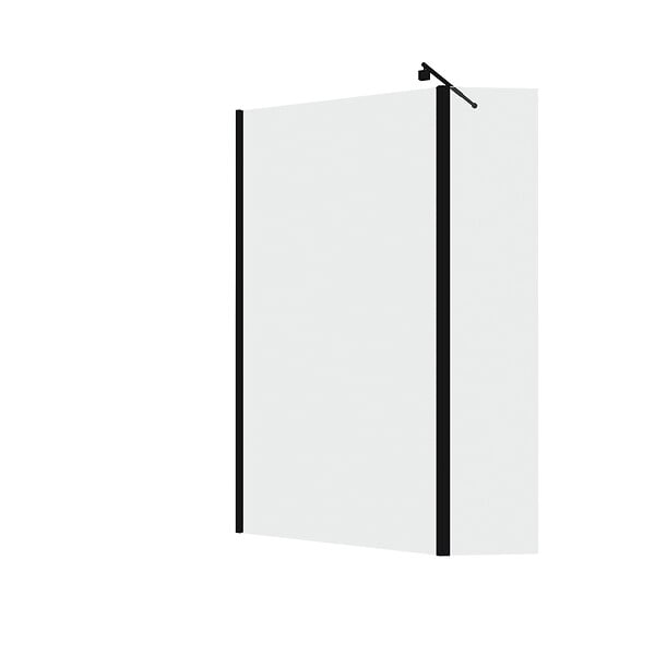 AURLANE - Paroi de Douche et Volet Pivotant 100+40x200 cm - Verre Transparent - Barre de Fixation Noire - large