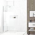 AURLANE - Paroi de Douche 90x200cm Dépolie - Profilé + Barre Plafond Finition Chrome - FREEDOM 2 FROSTED - vignette