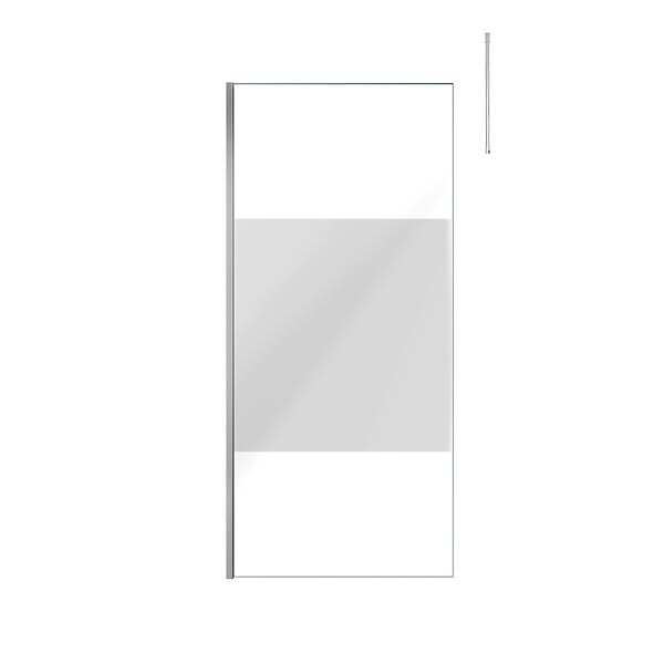 AURLANE - Paroi de Douche 90x200cm Dépolie - Profilé + Barre Plafond Finition Chrome - FREEDOM 2 FROSTED - large