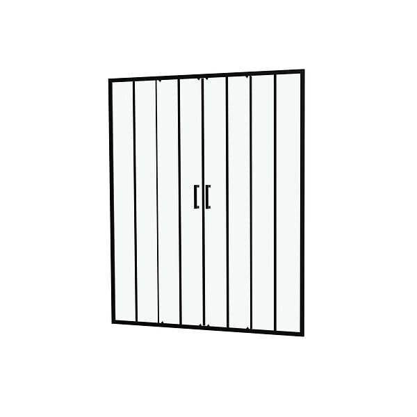 AURLANE - Paroi de douche à double porte coulissante 160x200 cm - Verre sérigraphié - Profilé Noir - large