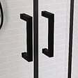 AURLANE - Paroi de douche à double porte coulissante 160x200 cm - Verre sérigraphié - Profilé Noir - vignette