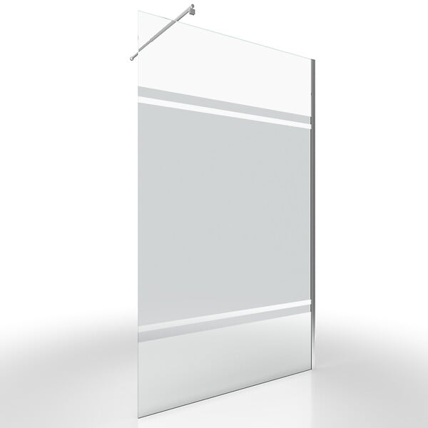 AURLANE - Paroi de Douche 120x200cm - Bande Miroir - Barre de Fixation Extensible et Profil Chrome - large