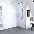 AURLANE - Paroi de Douche 80x200cm Verre Transparent - Barre de Fixation Extensible et Profil Chrome - vignette