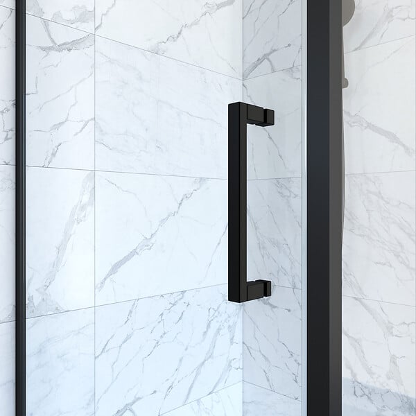 AURLANE - Porte de douche Pivotante et retour 90x90x200 - Profilés noir mat - CRUSH PIVOTANTE - large