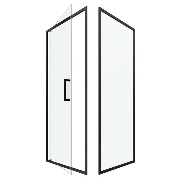 AURLANE - Porte de douche Pivotante et retour 90x90x200 - Profilés noir mat - CRUSH PIVOTANTE - large