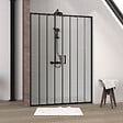 AURLANE - Porte de douche 2 portes coulissantes 140x200 cm - Verre sérigraphié - Profilé Noir - CRUSHX - vignette