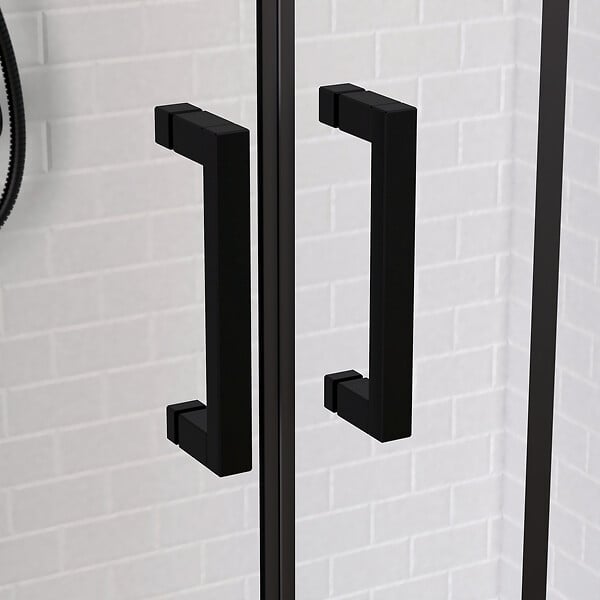AURLANE - Porte de douche 2 portes coulissantes 140x200 cm - Verre sérigraphié - Profilé Noir - CRUSHX - large