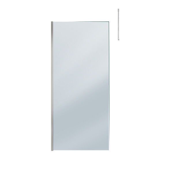 AURLANE - Paroi de Douche 90x200cm Verre Fumé - Profilé + Barre Plafond Finition Chrome - FREEDOM 2 SMOKED - large