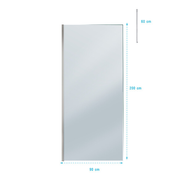 AURLANE - Paroi de Douche 90x200cm Verre Fumé - Profilé + Barre Plafond Finition Chrome - FREEDOM 2 SMOKED - large
