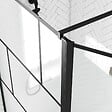 AURLANE - Paroi de douche avec pivot 100+40x195cm - Sérigraphie type Briques et Profilés Noir - DARK BLOCKS - vignette