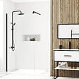 AURLANE - Paroi de Douche 100x200cm - Verre Trempé Transparent 8mm - Profilé Noir - FREEDOM 2 BLACK - vignette