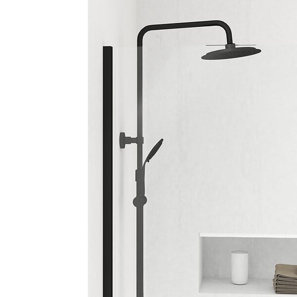 AURLANE - Paroi de Douche 100x200cm - Verre Trempé Transparent 8mm - Profilé Noir - FREEDOM 2 BLACK - large