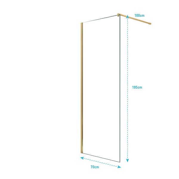 AURLANE - Paroi de Douche 70x195 cm en Verre Trempé 5 mm - Finition Or Brossé - GOLD ELEMENTARY - large