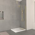 AURLANE - Paroi de Douche 90x200cm Verre 8mm - Profilé + Barre Plafond Finition Or Brossé - FREEDOM 2 GOLD - vignette