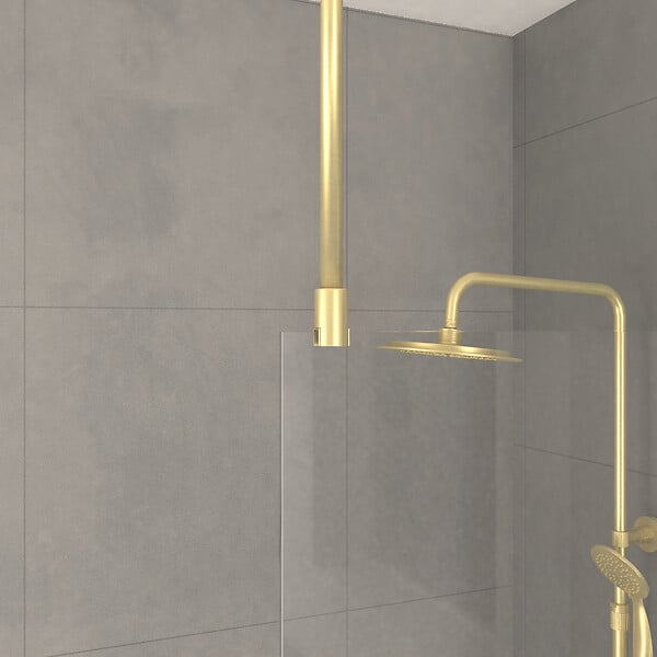 AURLANE - Paroi de Douche 90x200cm Verre 8mm - Profilé + Barre Plafond Finition Or Brossé - FREEDOM 2 GOLD - large