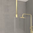 AURLANE - Paroi de Douche 90x200cm Verre 8mm - Profilé + Barre Plafond Finition Or Brossé - FREEDOM 2 GOLD - vignette