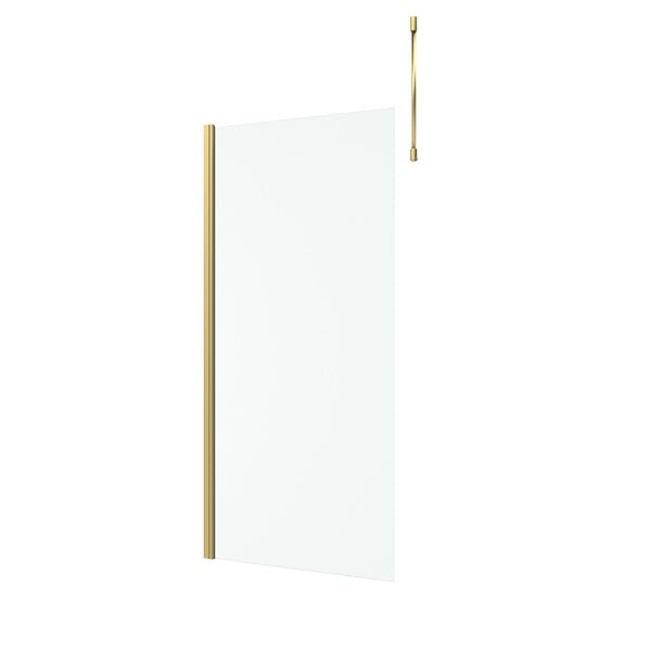 AURLANE - Paroi de Douche 90x200cm Verre 8mm - Profilé + Barre Plafond Finition Or Brossé - FREEDOM 2 GOLD - large