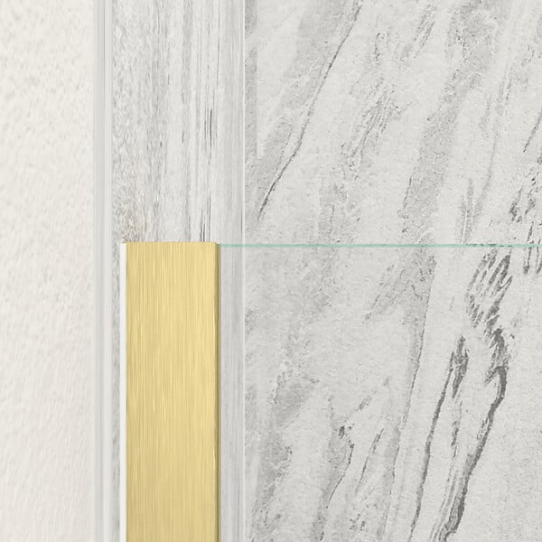 AURLANE - Paroi de Douche 90x200cm Verre 8mm - Profilé + Barre Plafond Finition Or Brossé - FREEDOM 2 GOLD - large