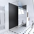 AURLANE - Pack Douche a l'Italienne 90x120 - Kit Panneaux Muraux Noir/Chrome + Receveur + Paroi Miroir 8 mm - vignette