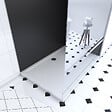 AURLANE - Pack Douche a l'Italienne 90x120 - Kit Panneaux Muraux Noir/Chrome + Receveur + Paroi Miroir 8 mm - vignette