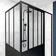 AURLANE - Porte de douche coulissante 140x200cm et paroi de retour 80x200cm type atelier - vignette