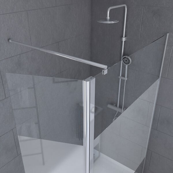 AURLANE - Paroi de Douche et Volet Pivotant 90+40x200 cm - Bande Dépolie - Barre de Fixation Chrome - large