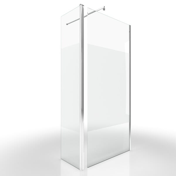 AURLANE - Paroi de Douche et Volet Pivotant 90+40x200 cm - Bande Dépolie - Barre de Fixation Chrome - large